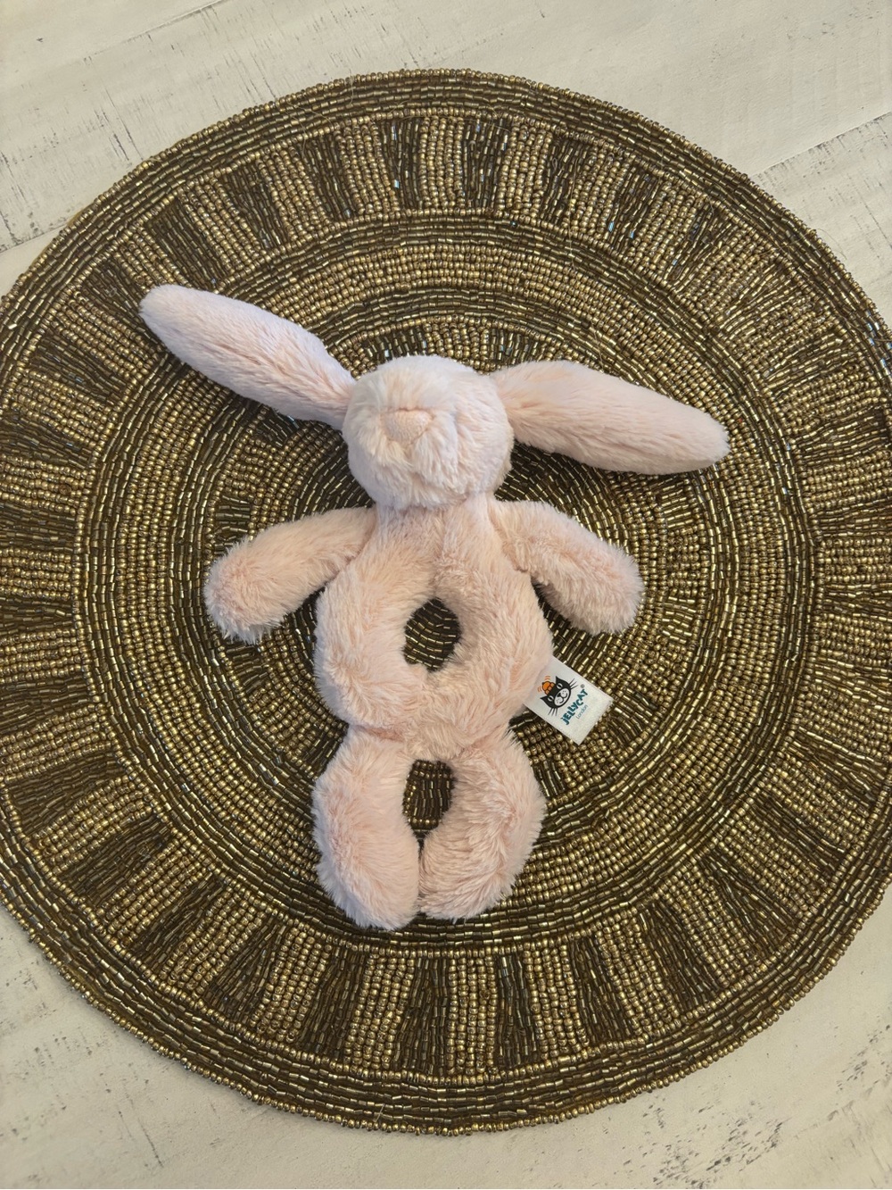JELLYCAT Bashful Blush  Bunny Ring Rattle,
Like New